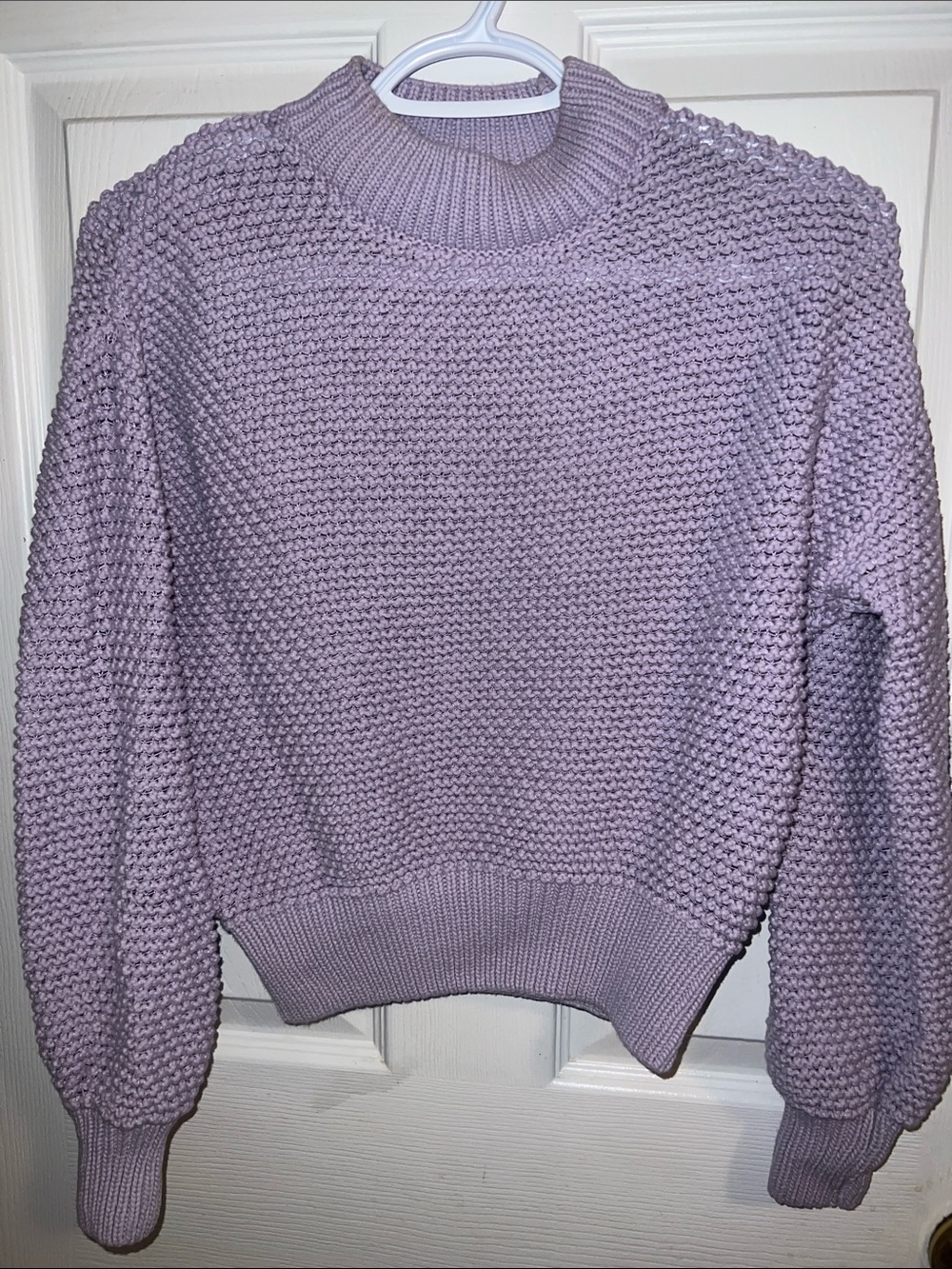 Mango Lilac Mock Neck Knit Sweater